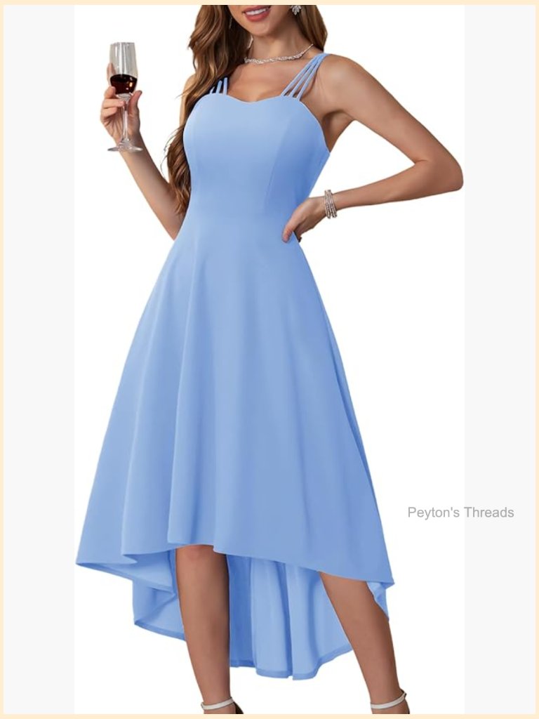 Hi Low Cocktail Dress With Wrap V Neck - Formal Wedding Guest Prom